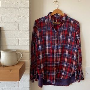 Free People Embroidered Flannel Size Small